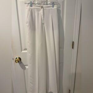 Elegant White Wide-Leg dress Pants